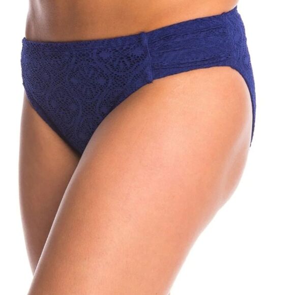 Gottex textured tutti frutti Navy Tab Side textured Hipster Bikini Bottom sz 14 - Picture 4 of 7